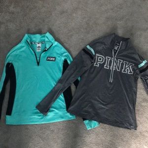 2 Medium Victoria Secret Pink Quarter Zips